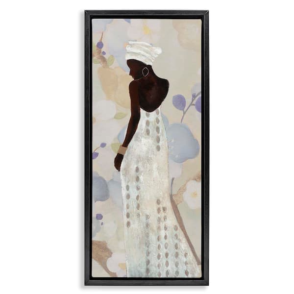 Stupell Industries Chic Natural Hues Woman by Janet Tava Black Floater Frame People Graphic Art Print 25 in. x 11 in.