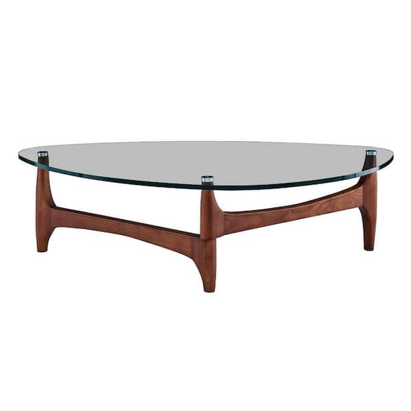 HomeRoots Amelia 53 in. Clear Large Specialty Glass Coffee Table