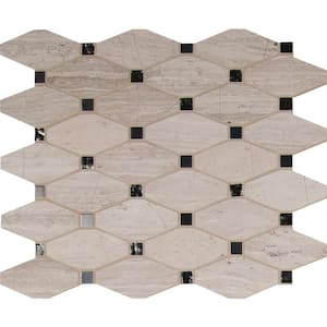 Take Home Tile Sample - Weathered Dunes Elongated Octagon 4 in. x 4 in. Glass Metal Mosaic Wall Tile