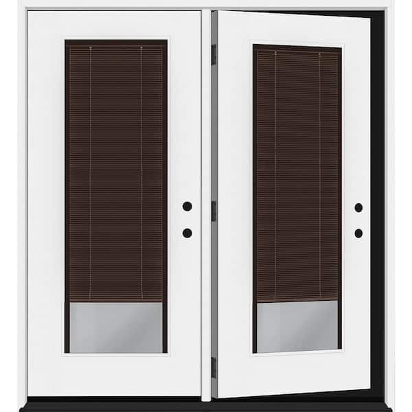 Steves & Sons Legacy 60 in. x 80 in. Full Lite Clear Glass Mocha MB White LH Center-Hinged Fiberglass Retro Patio Door with 6 in. Jamb