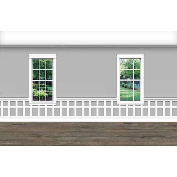 Ornamental Mouldings WAINSCOTKIT016-32WHW . 75 in. D x 32 in. W x 92 in. L Unfinished Aspen Wood Hayden Wainscot Kit Panel Moulding