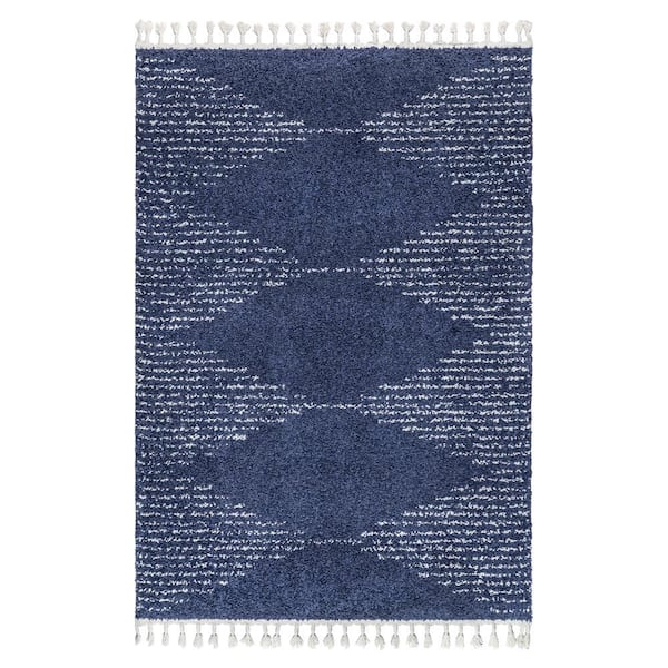 nuLOOM Bria Moroccan Diamond Shag Blue 5 ft. x 8 ft. Area Rug