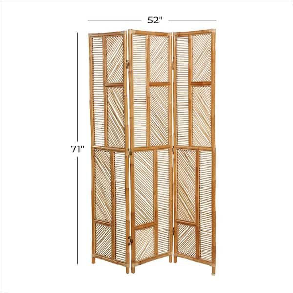 71 in. Brown Contemporary Wood Room Divider Screen