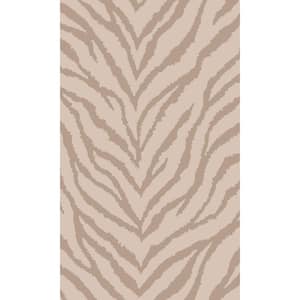 Pink Metallic Zebra Lines Animal Print-Shelf Liner Non-Woven Non-Pasted Wallpaper (57 sq. ft.) Double Roll