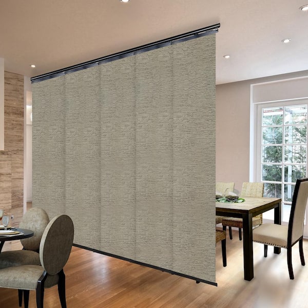 EMOH Bark 58 in. to 110 in. W x 116 in. L Adjustable 5-Panel, Black Single Rail Panel Track with 23.5 in. Slates