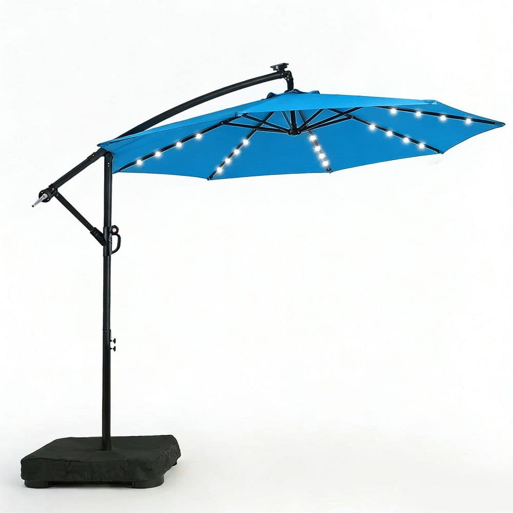10 ft. Solar LED Patio Cantilever Umbrella Outdoor with Base in Royal Blue price history on PriceWatchPro
