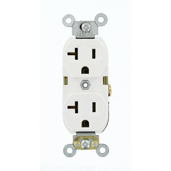 Leviton 20 Amp 125 V Commercial Grade Duplex Outlet/Receptacle, White (1-Pack) BR20-W