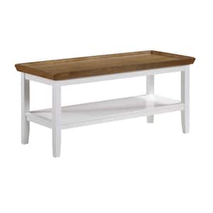 Ledgewood 42 in. Driftwood/White 20 in. H Rectangle Wood Coffee Table with Shelf