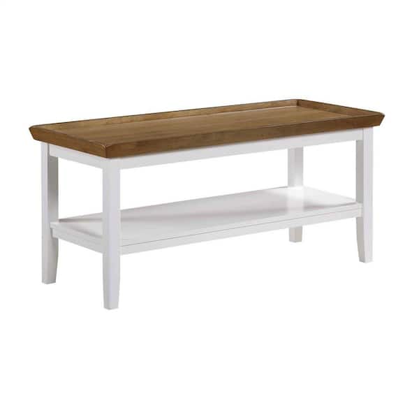 Convenience Concepts Ledgewood 42 in. Driftwood/White 20 in. H Rectangle Wood Coffee Table with Shelf