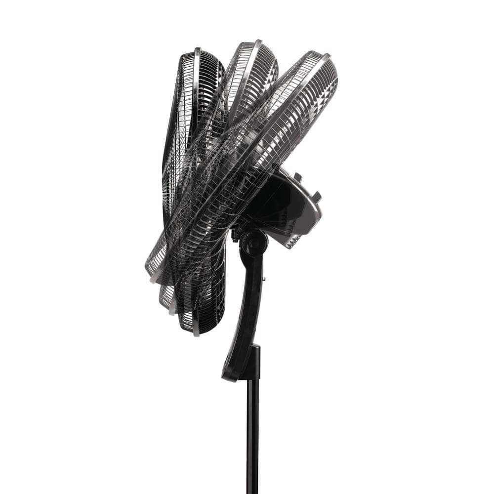 20" Black Oscillating Remote Controlled Adjustable Height Floor Fan