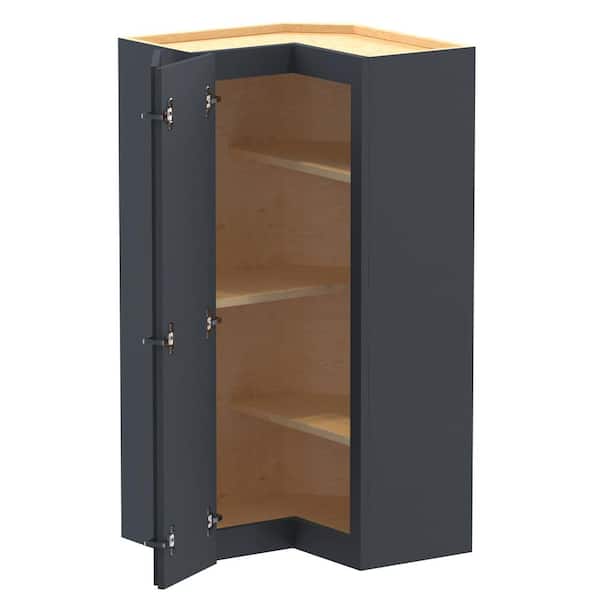 Home Decorators Collection Grayson 21 in. W x 12 in. D x 42 in. H Assembled Plywood Corner Wall Kitchen Cabinet in Deep Onyx with Shelves