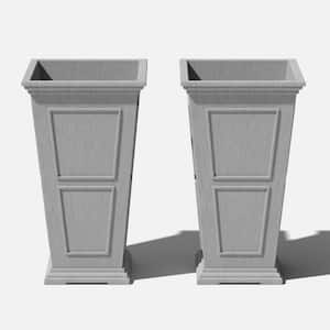 Brixton Series 26 in. Tall Gray Plastic Planter (2-Pack)