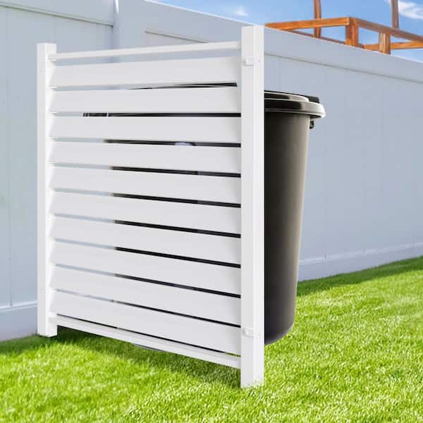 38 in. W x 60 in. H Air Conditioner Fence Outdoor Vinyl Privacy Screen with Metal Stakes Decorative Fence, 1-Panel