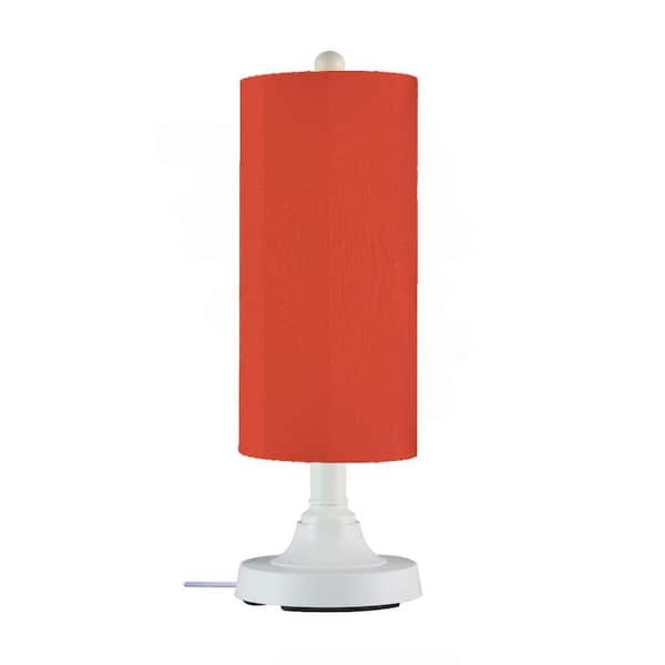 Patio Living Concepts Coronado 30 in. White Outdoor Table Lamp with Melon Cylinder Shade