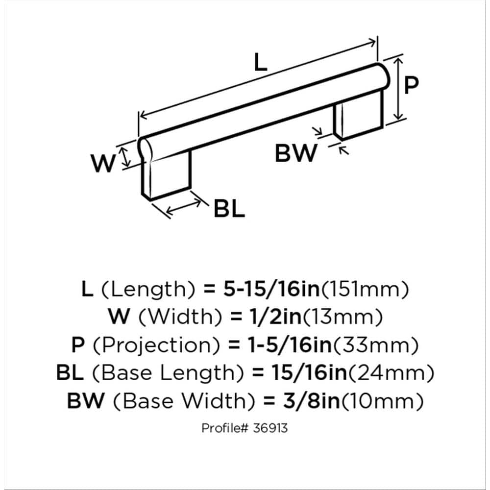 Matte Black Steel Modern Bar Pull with Mounting Hardware