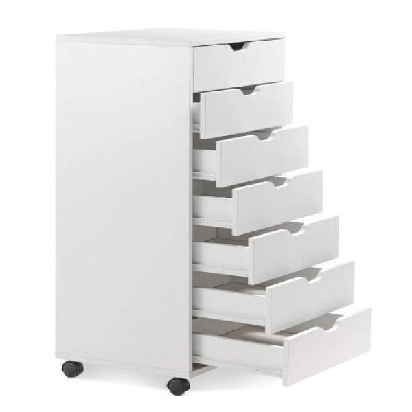 7 Drawer Dresser Chest of Drawers for Bedroom,Large Tall Clothes Organizer  for Living Room with “X” Steel Frame, White