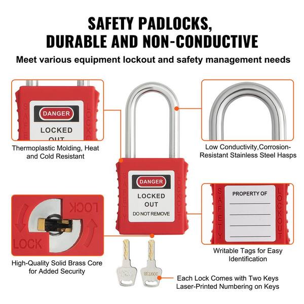 thumbnail image 2 of 59-Piece Electrical Lockout Tagout Kit Safety Padlocks Hasps Tags Ties Hanging Box 2 of 4
