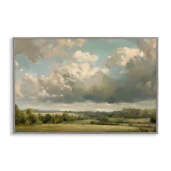 Stupell Industries Sunlit Clouds over Countryside by LSR Creative Studio Gray Framed Nature Giclee Art Print 16 in. x 24 in.