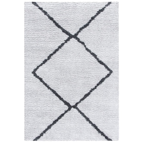 August Shag 8 ft. x 10 ft. Beige/Charcoal Abstract Geometric Area Rug