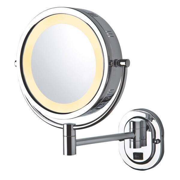 Jerdon 14 in. x 13 in. Lighted Wall Makeup Mirror in Chrome