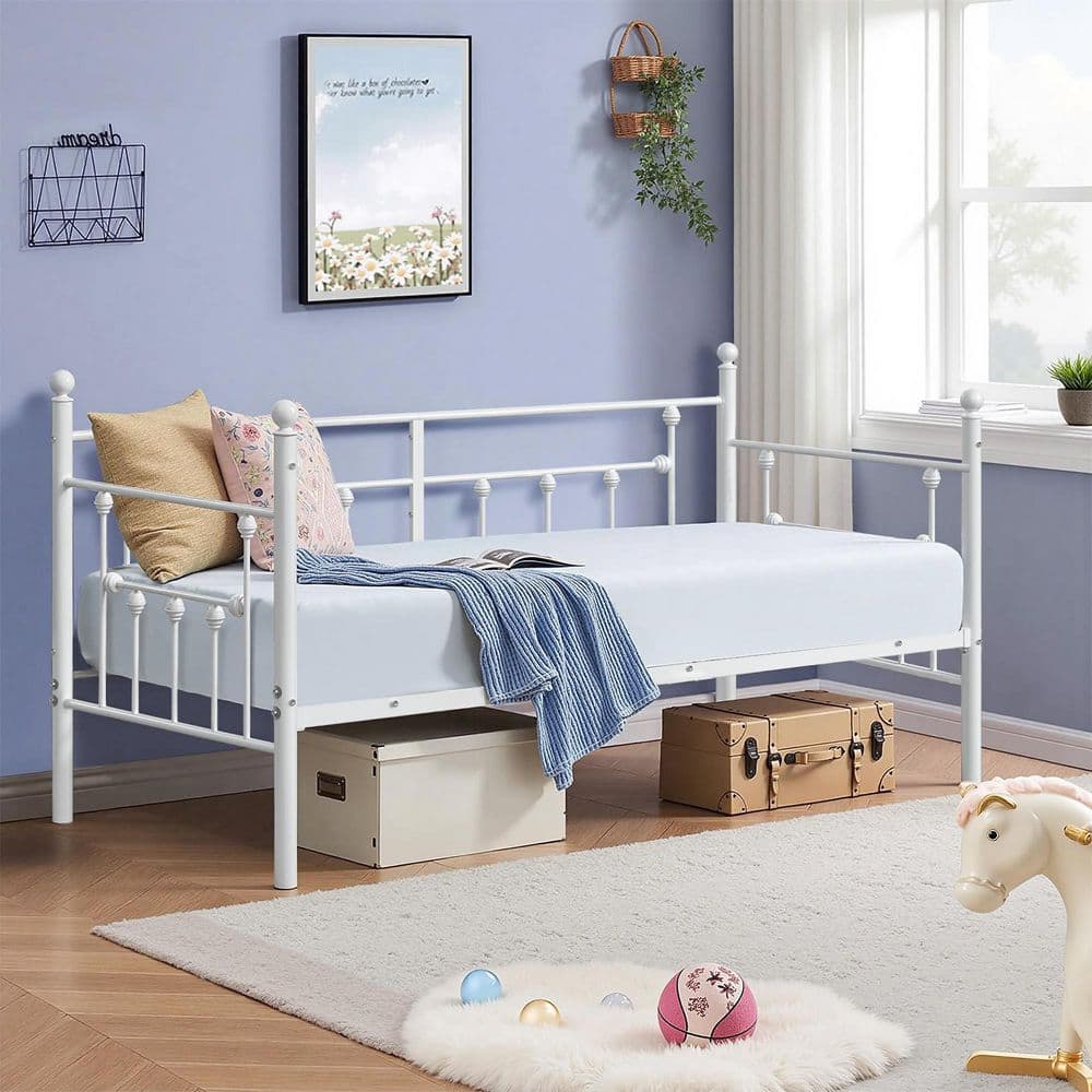 その他 Daybed Malta II Cream Cream Colton Linen Textured Fabric Upholstered Twin Daybed
