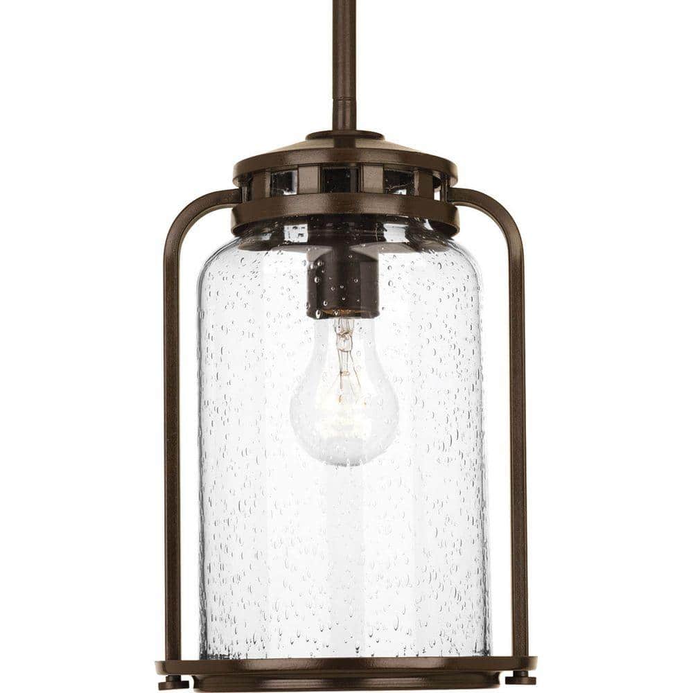 Botta Collection 1-Light Antique Bronze Clear Seeded Glass Farmhouse Outdoor Hanging Lantern Light price history on PriceWatchPro