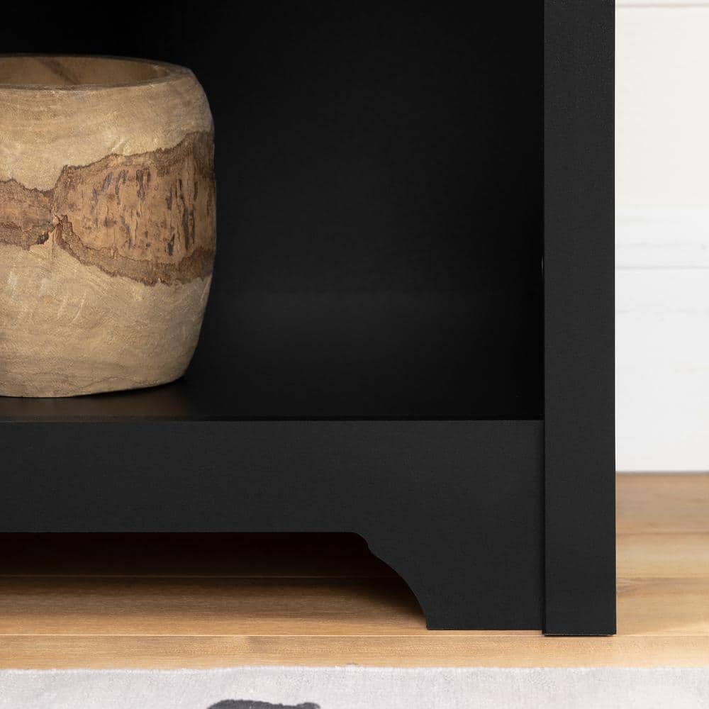 Black 1-Drawer Nightstand with Matte Nickel Handle