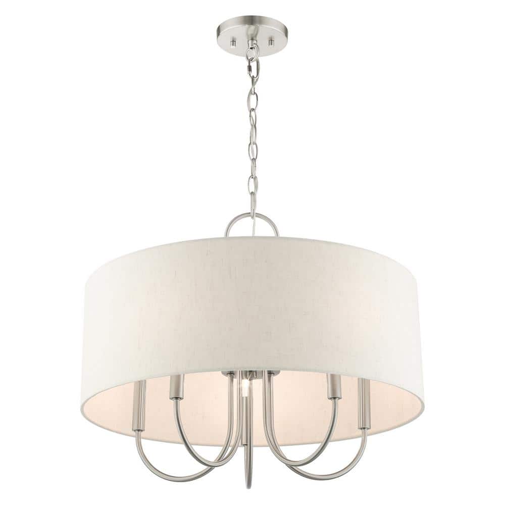 Mini Drum 5-Light Brushed Nickel Pendant Chandelier