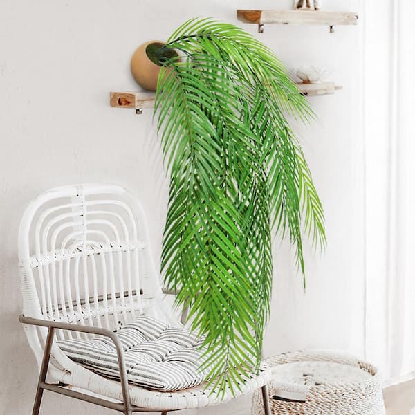 Unbranded 35 in. Deluxe Artificial Palm Leaf Stem Hanging Plant Greenery Foliage Spray Branch