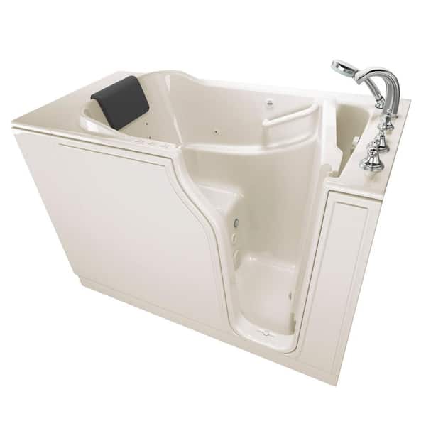 American Standard Gelcoat Premium Series 52 in. x 30 in. Right Hand Walk-In Whirlpool and Air Bathtub in Linen