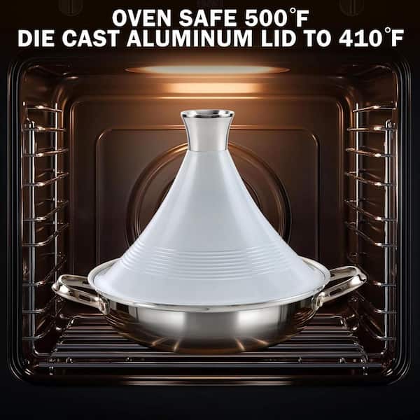 DM 11 in. 3.6 qt. Multi-Ply Clad Stainless Steel Tagine Pot