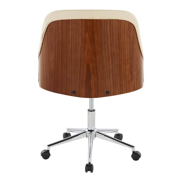 LumiSource Bacci Faux Leather Adjustable Office Chair in Cream