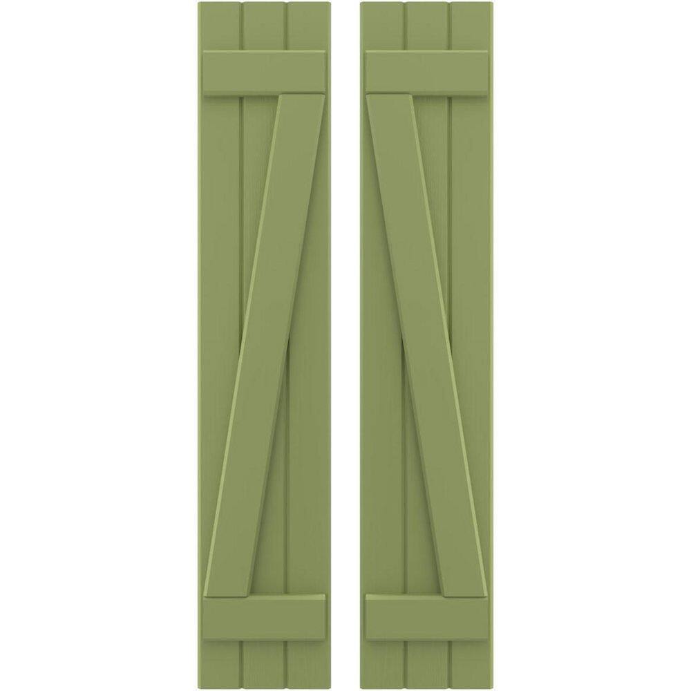 10-1/2 in. W x 49 in. H Americraft 3 Board Exterior Real Wood Joined Board and Batten Shutters with Z-Bar Moss Green price history on PriceWatchPro
