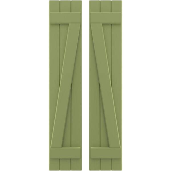 Ekena Millwork 10-1/2 in. W x 57 in. H Americraft 3-Board Exterior Real Wood Joined Board and Batten Shutters with Z-Bar in Moss Green