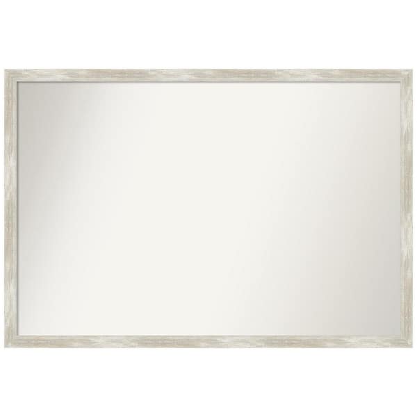 Amanti Art Crackled Metallic Narrow 38 in. x 26 in. Non-Beveled Classic Rectangle Framed Wall Mirror in Silver