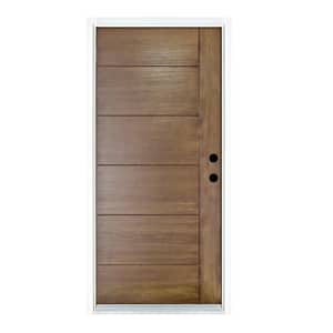 36 in. x 80 in. 1-Panel Left-Hand/Inswing Medium Oak Fiberglass Prehung Front Door with 4-9/16 in. Jamb Size