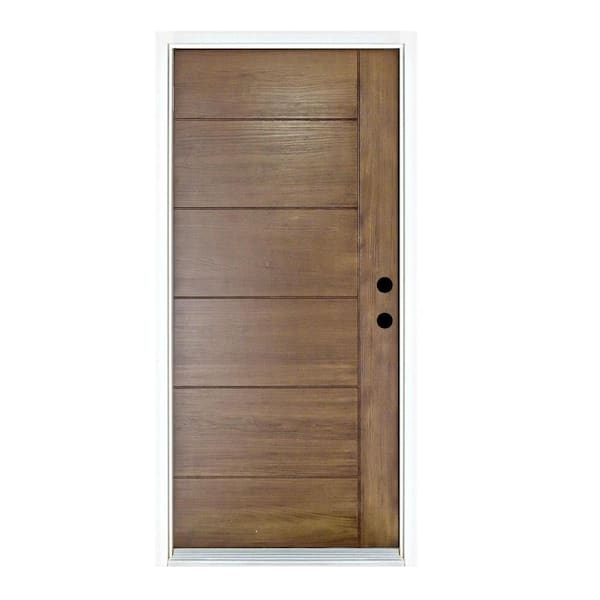 MP Doors 36 in. x 80 in. 1-Panel Left-Hand/Inswing Medium Oak Fiberglass Prehung Front Door with 4-9/16 in. Jamb Size