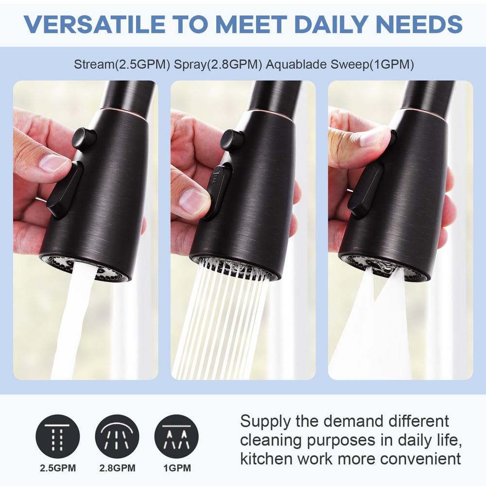 Oil Rubbed Bronze 3-Function Pull Down Kitchen Faucet Spray Head