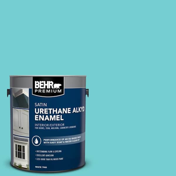 1 gal. #P460-3 Soft Turquoise Urethane Alkyd Satin Enamel Interior/Exterior Paint