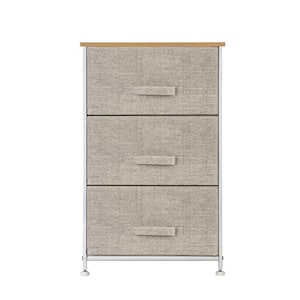 12 in. W x 28.74 in. H Beige 3-Drawer Fabric Storage Chest with Beige Drawers
