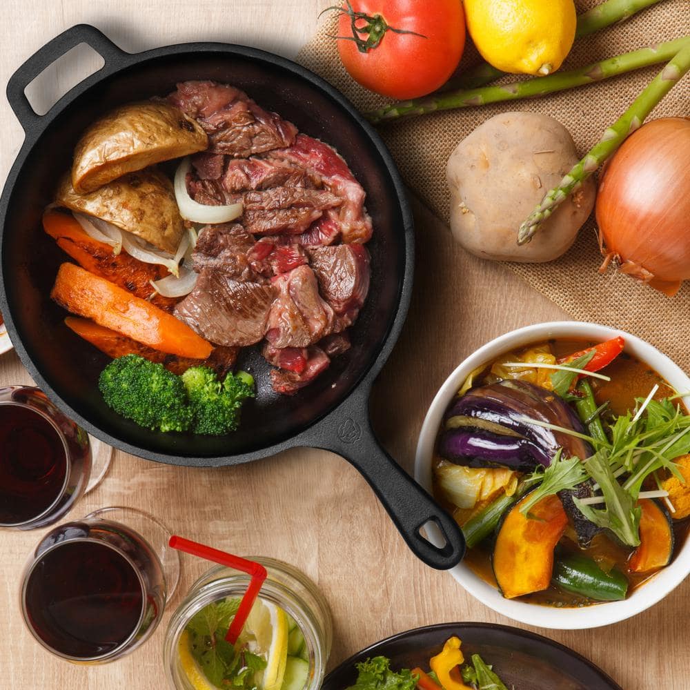 Pre-Seasoned Black Cast Iron Dutch Oven with Skillet Lid