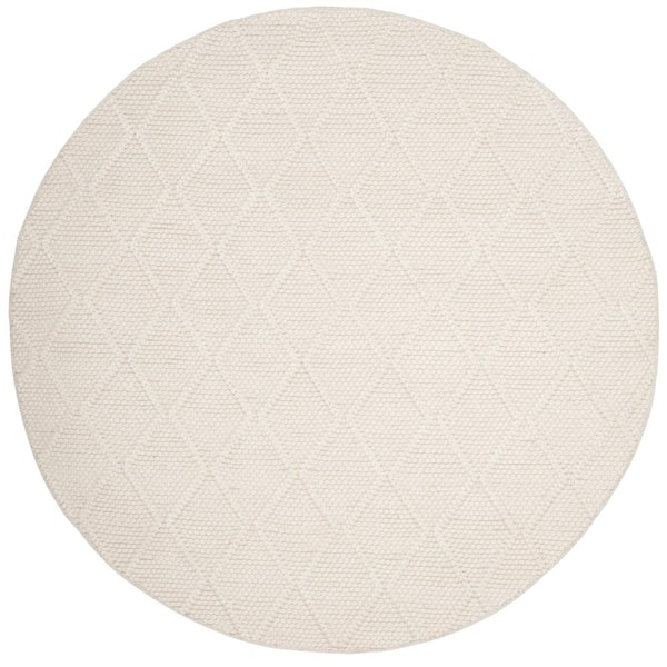 Natura 10 ft. x 10 ft. Round Ivory Zig-Zag Geometric Area Rug