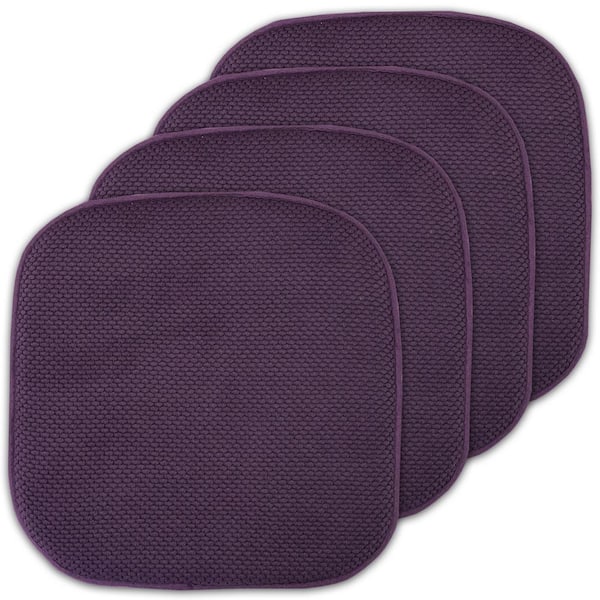 Sweet Home Collection Honeycomb Memory Foam Square 16 in. W x 16 in. D Non-Slip Back Chair Cushion, Eggplant (4-Pack)