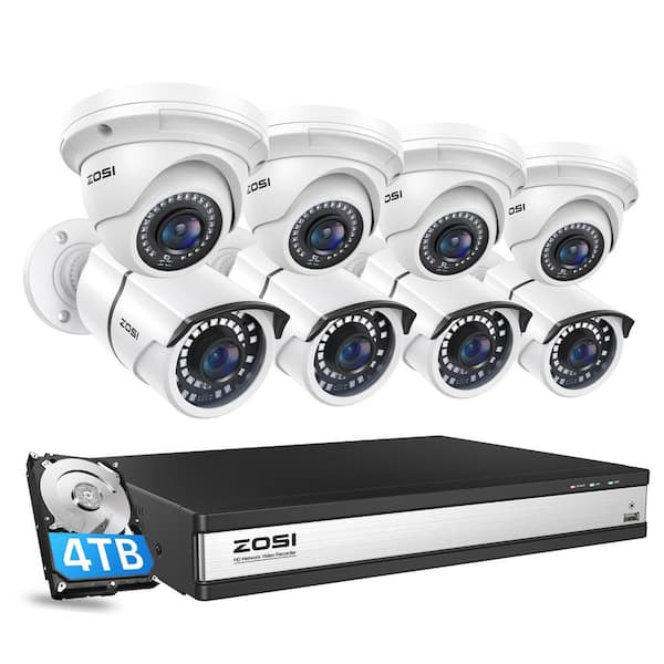 16-Channel 5MP POE 4TB NVR Security Camera System with 8-Wired Outdoor Bullet/Dome Cameras, 120 ft. Night Vision