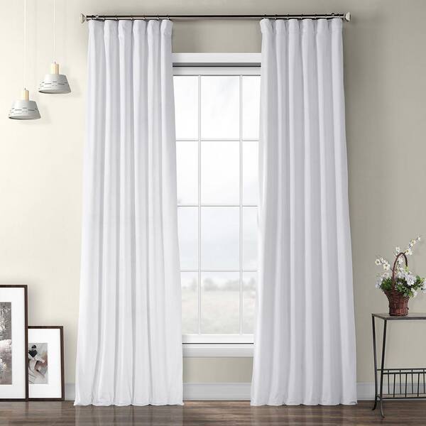 Exclusive Fabrics Furnishings Pillow White Velvet Rod Pocket Room Darkening Curtain 50 In W X 84 L Vpyc 161201 The Home Depot Exclusive Fabrics Furnishings Pillow, White Velvet Curtains