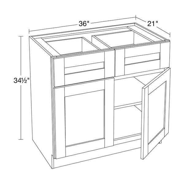 Home Decorators Collection Washington Vessel Blue Plywood Shaker Assembled Base Kitchen Cabinet Soft Close 36 in W x 24 in D x 34.5 in H, Blue