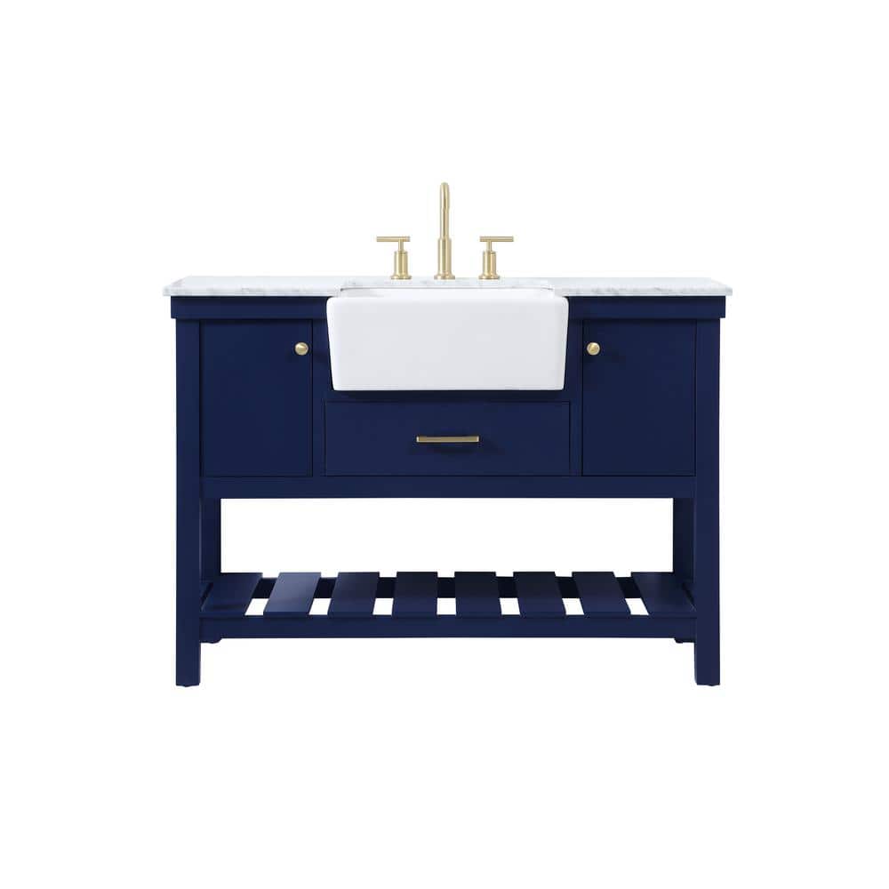 Simply Living 48 in. W x 22 in. D x 34.125 in. H Bath Vanity in Blue with C