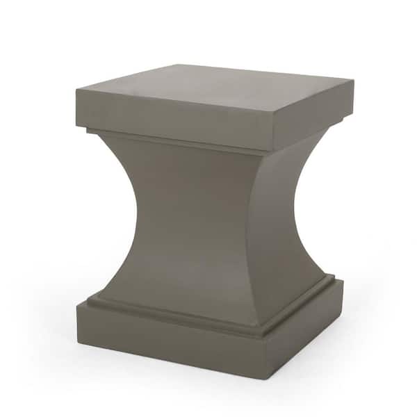 Noble House Adelberg 17.25 in. x 21.5 in. Light Grey Square Concrete End Table