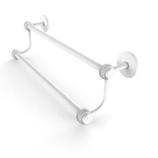 Allied Brass Satellite Orbit Two 18 in. Wall Mounted Double Towel Bar with Twisted Accent in Matte White