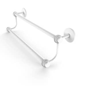 Satellite Orbit Two 24 in. Wall Mounted Double Towel Bar with Twisted Accent in Matte White